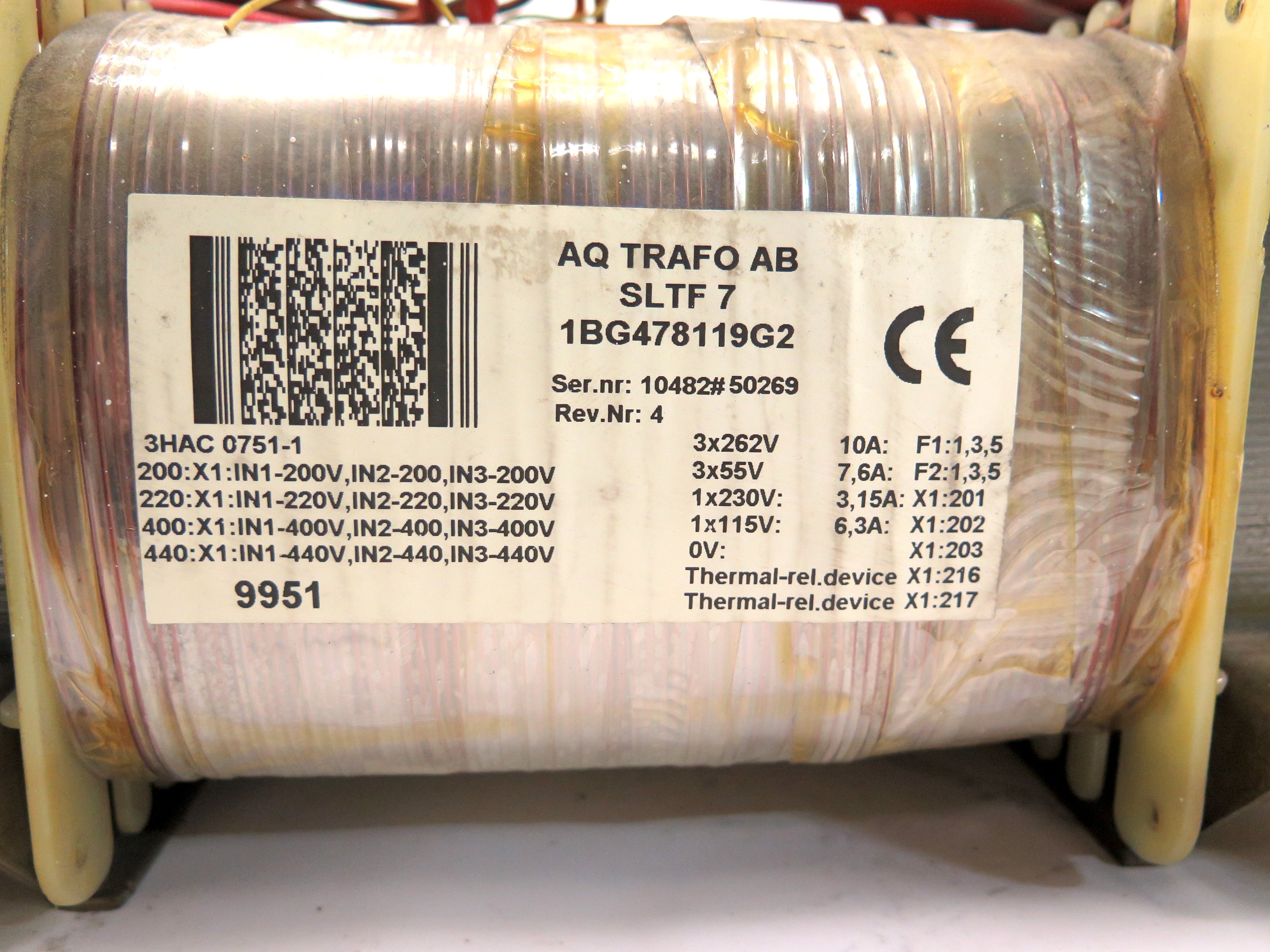 ABB AQ TRAFO AB SLTF 7 1BG478119G2 Robot Transformer - Advance Operations