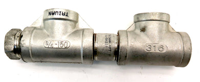 Stainless Steel  3/4-316 & MB-316 T Threaded Fitting YII-3/4 150-3/4 LOT OF 2 - Advance Operations