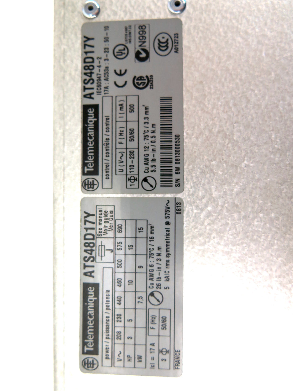 Telemecanique ATS48D17Y AC Drive - Advance Operations