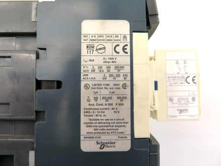 Telemecanique ac contactor with 10A contact block - Advance Operations