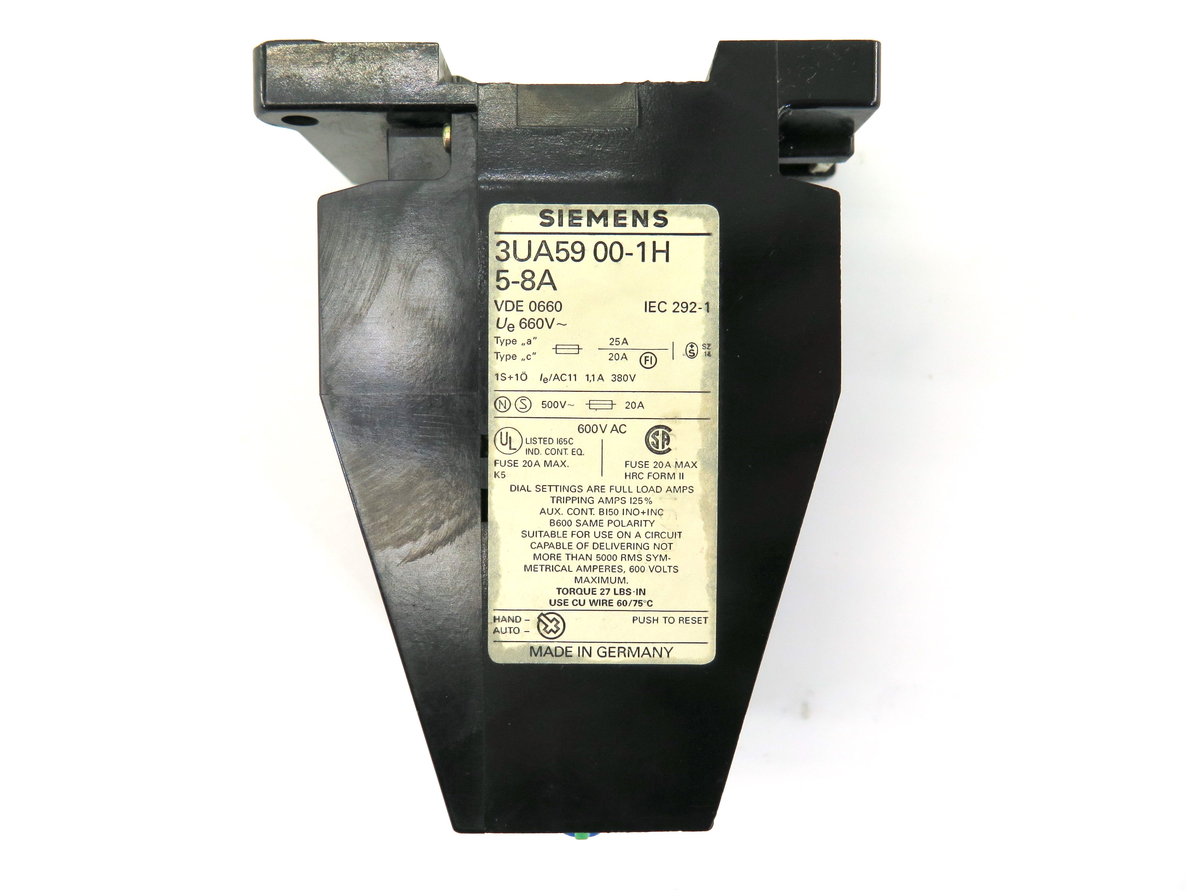 Siemens 3UA59 00-1H  Overload Relay  5-8A - Advance Operations