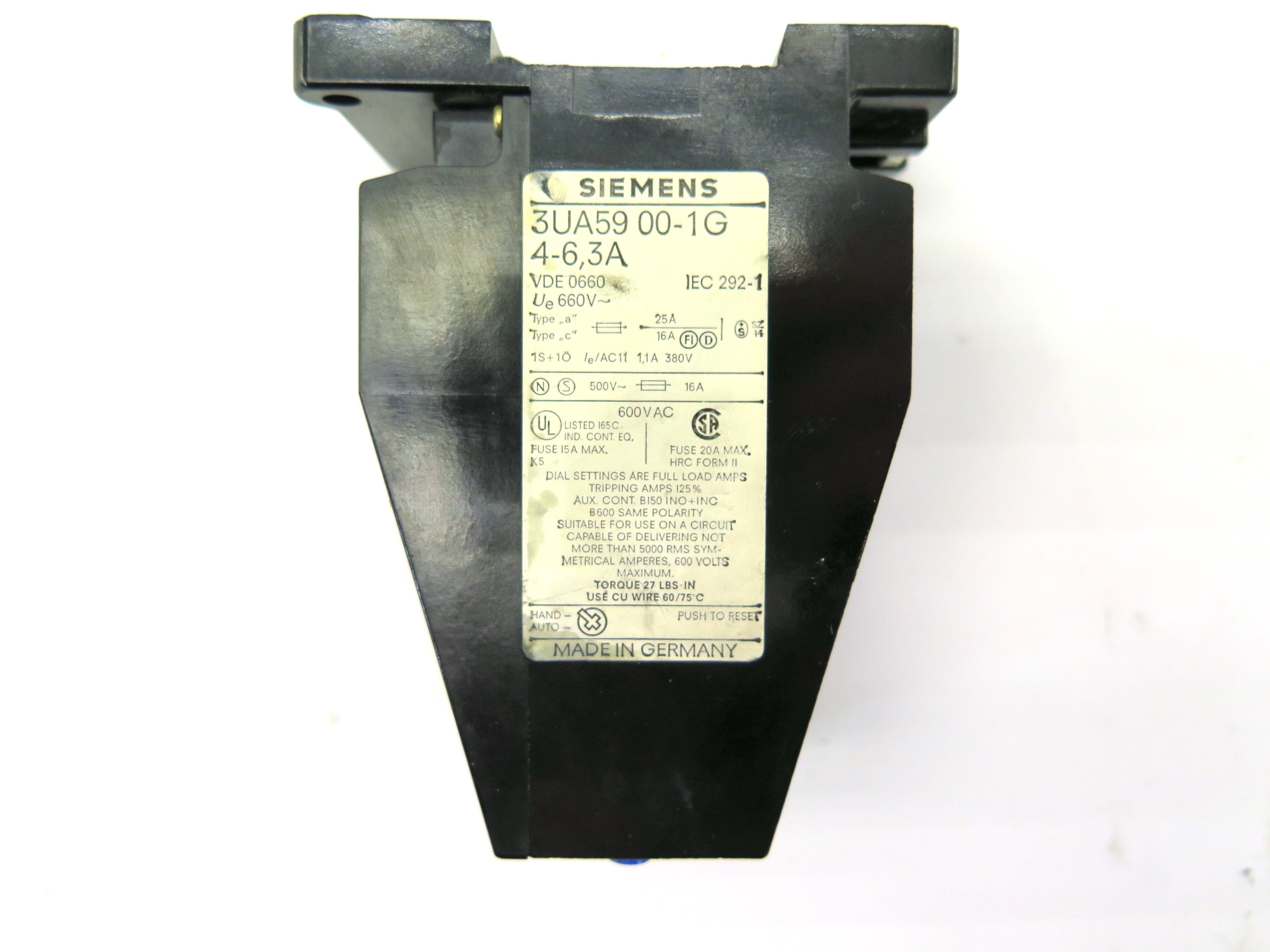 Siemens 3UA59 00-1G Contactor Overload Relay 4-6,3A - Advance Operations