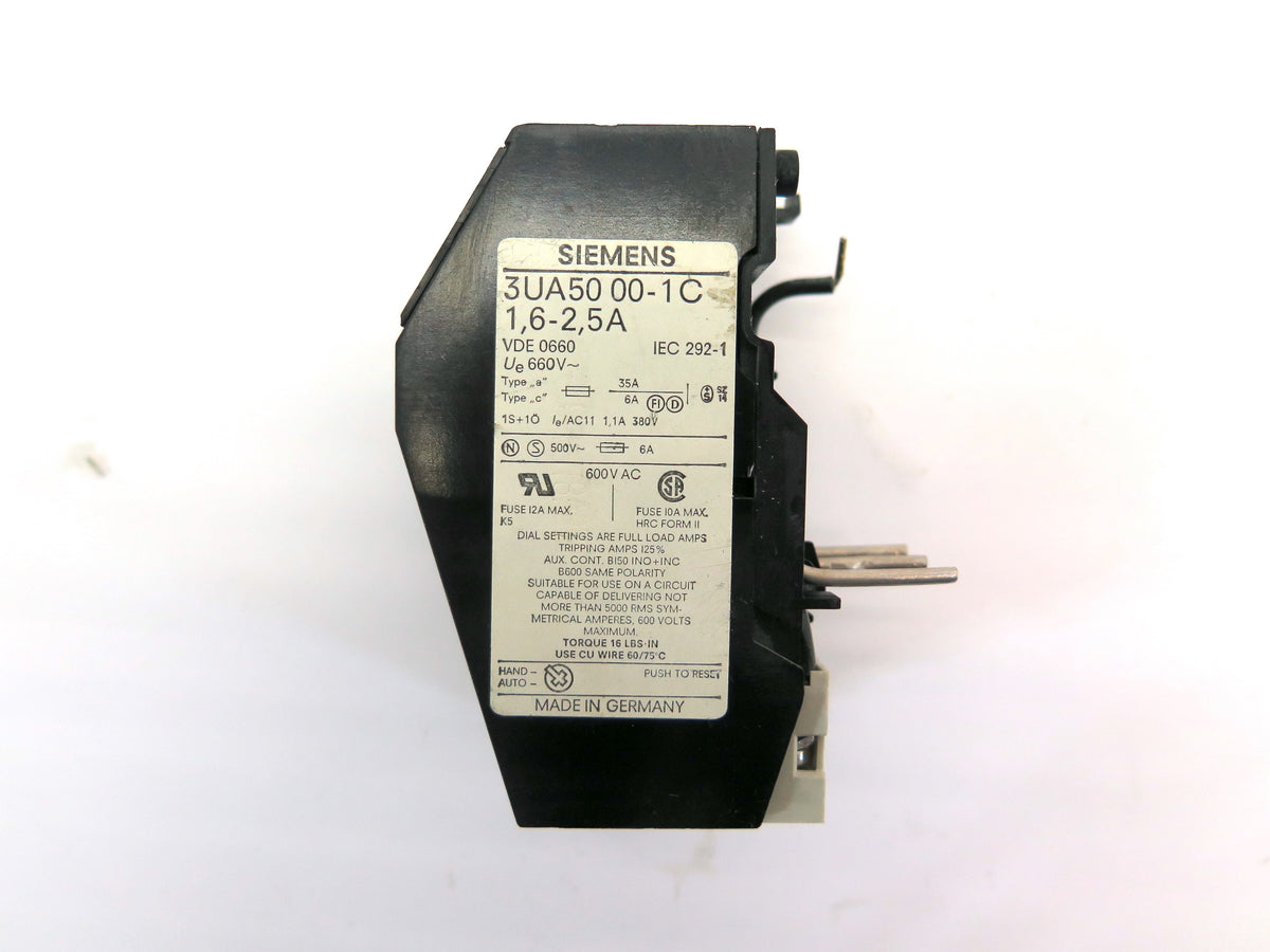 Siemens 3UA50 00-1C Overload Relay contactor 1,6-2,5A - Advance Operations