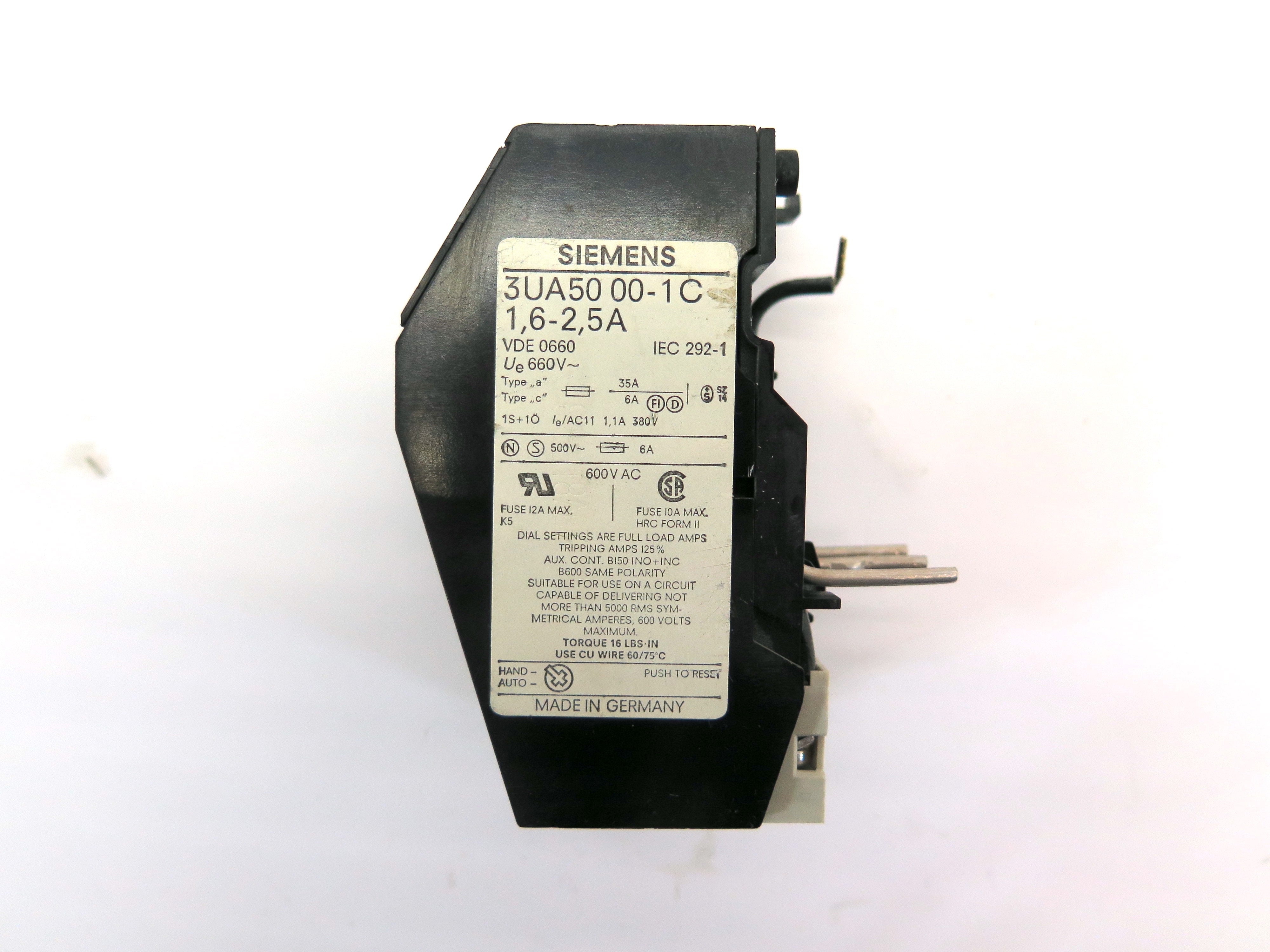 Siemens 3UA50 00-1C Overload Relay contactor 1,6-2,5A - Advance Operations
