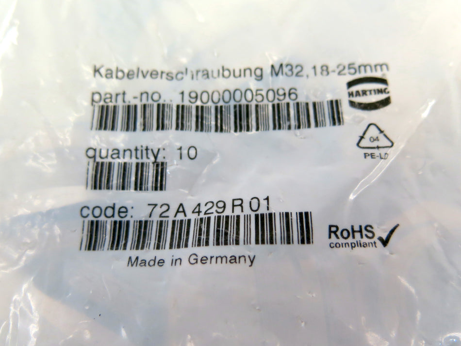 Harting 19000005096 10x Pak Han CGM-M M32x1,5 D.18-25mm Cable Gland Clamp - Advance Operations