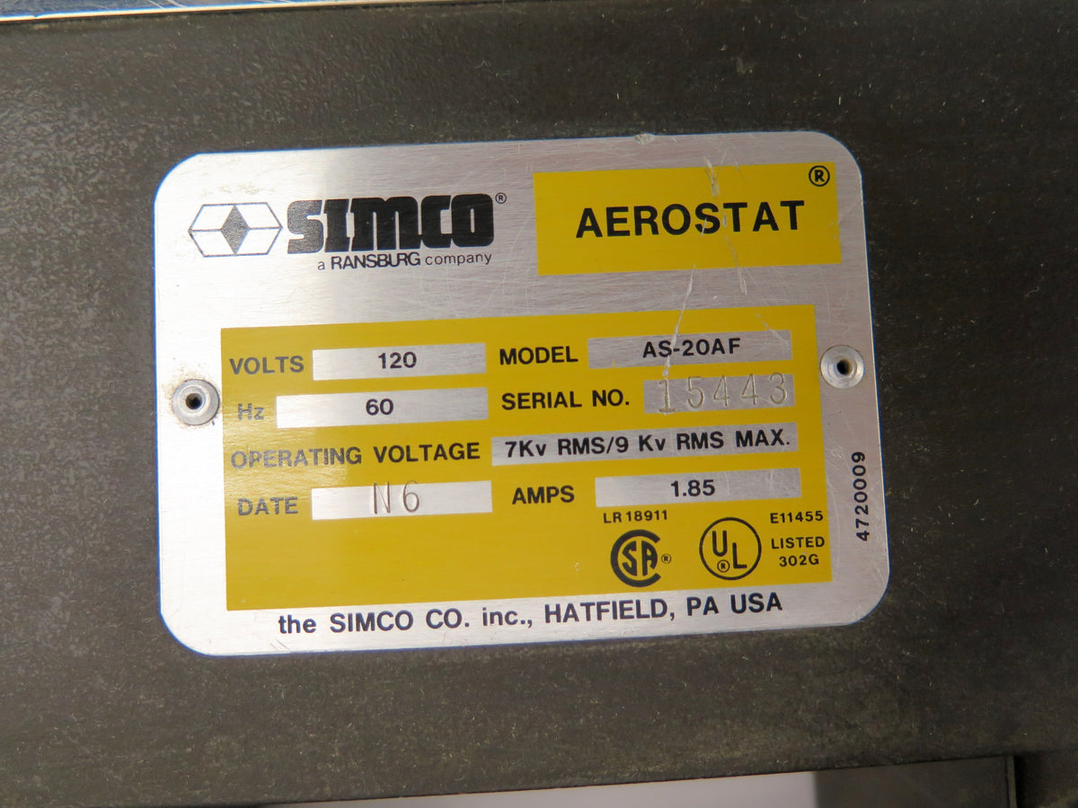Simco Aerostat AS-20AF 120Vac 60Hz Static Neutralizing Blower - Advance Operations