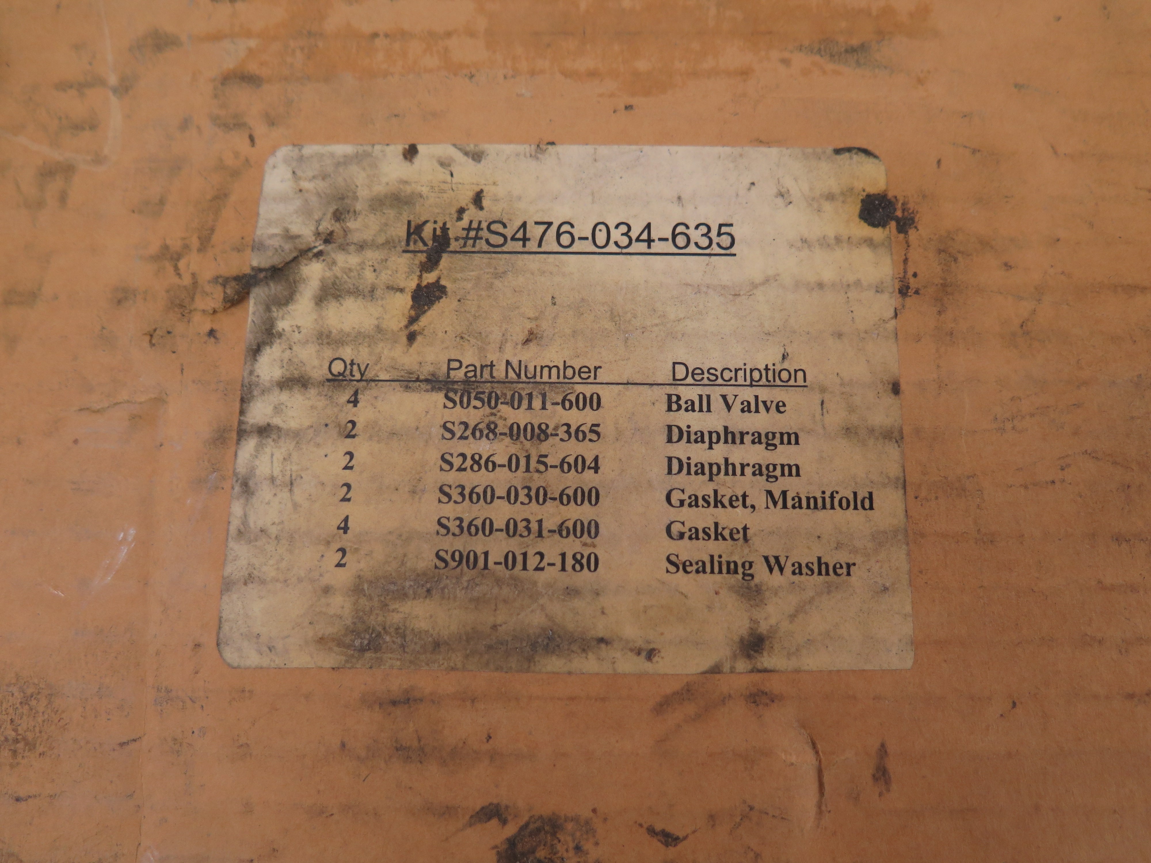 Warren Rupp S476-034-635 Wet End Repair Kit SB1-A TYPE SGN/ MP03S-TTSQ - Advance Operations