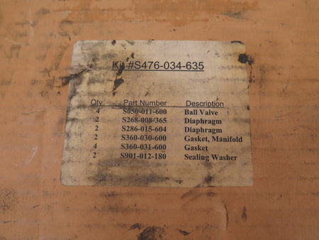 Warren Rupp S476-034-635 Wet End Repair Kit SB1-A TYPE SGN/ MP03S-TTSQ - Advance Operations