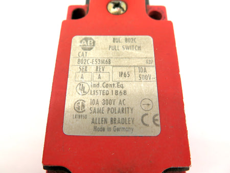 Allen-Bradley 802C-E53M6B Pull Switch Series A 10A 300Vac - Advance Operations