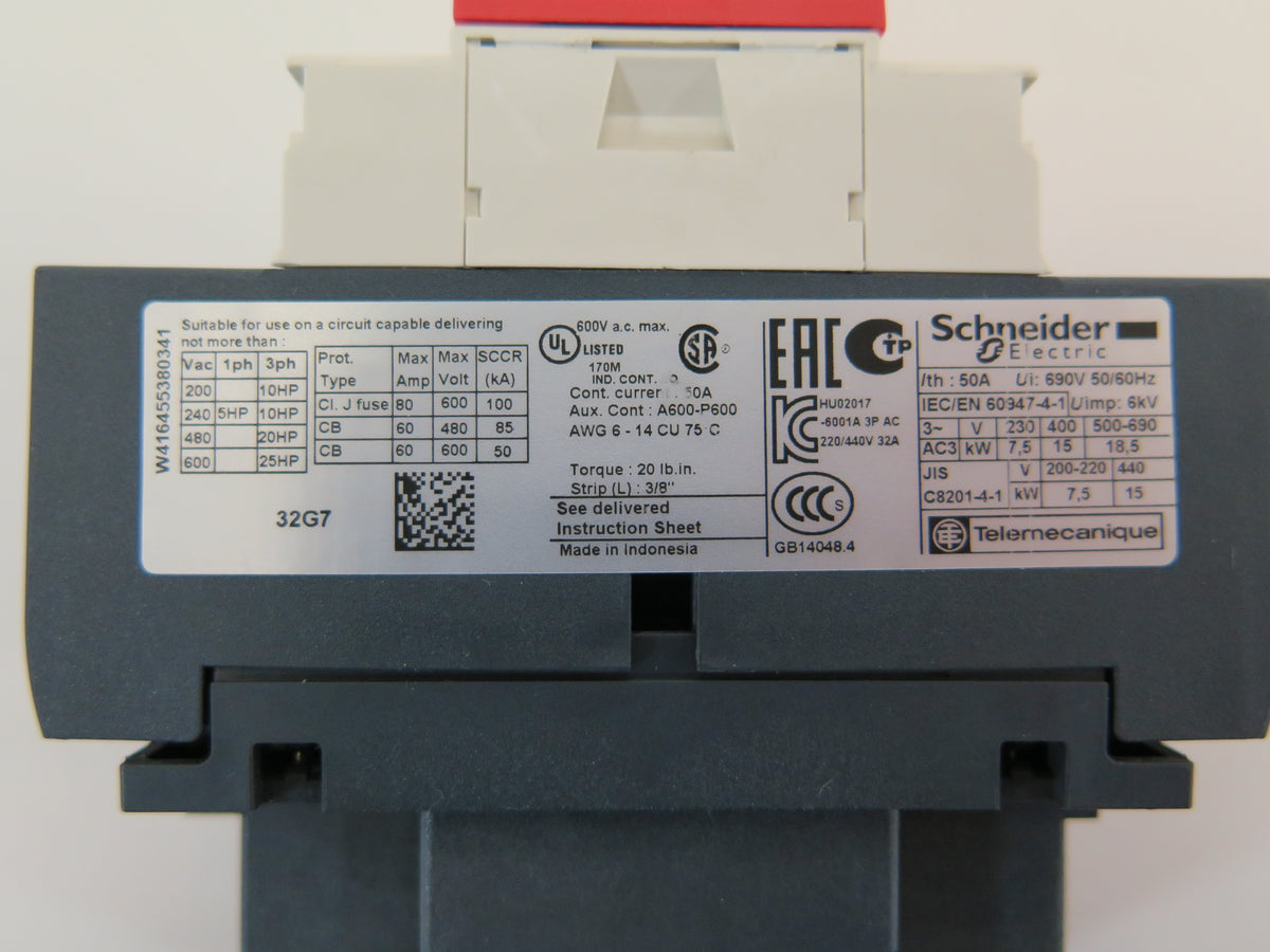 Schneider LC1 D32 & LAD9ET1S  Contactor Coil 120V  With Safety Cover (Mint) - Advance Operations