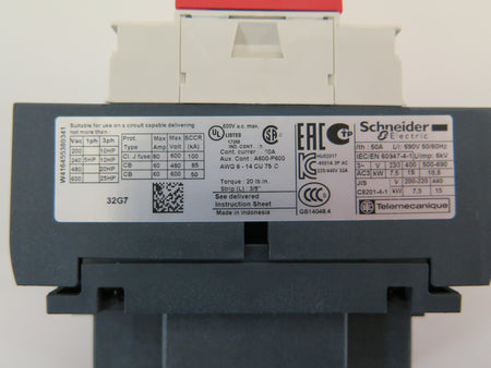Schneider LC1 D32 & LAD9ET1S  Contactor Coil 120V  With Safety Cover (Mint) - Advance Operations
