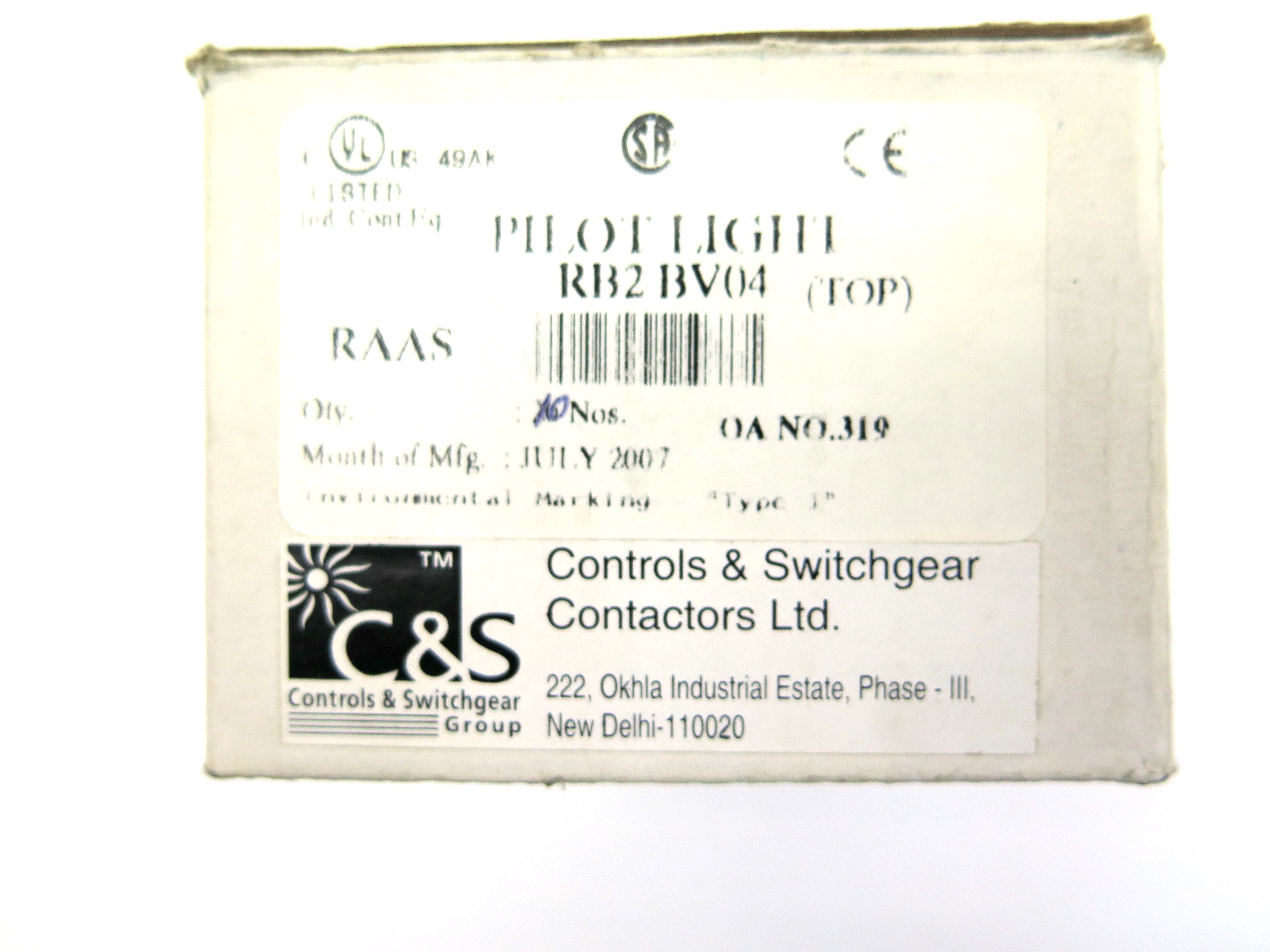 Control & Swichgear Contractors  RAAS RB2 BV04 Red Pilot Light - Advance Operations
