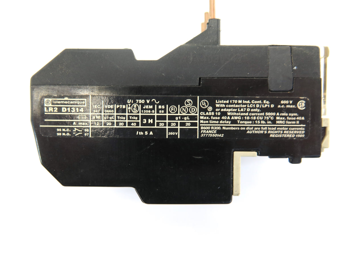 Telemecanique LR2 D1314 Thermal Overload Relay 600VAC Max 7-10Amp - Advance Operations