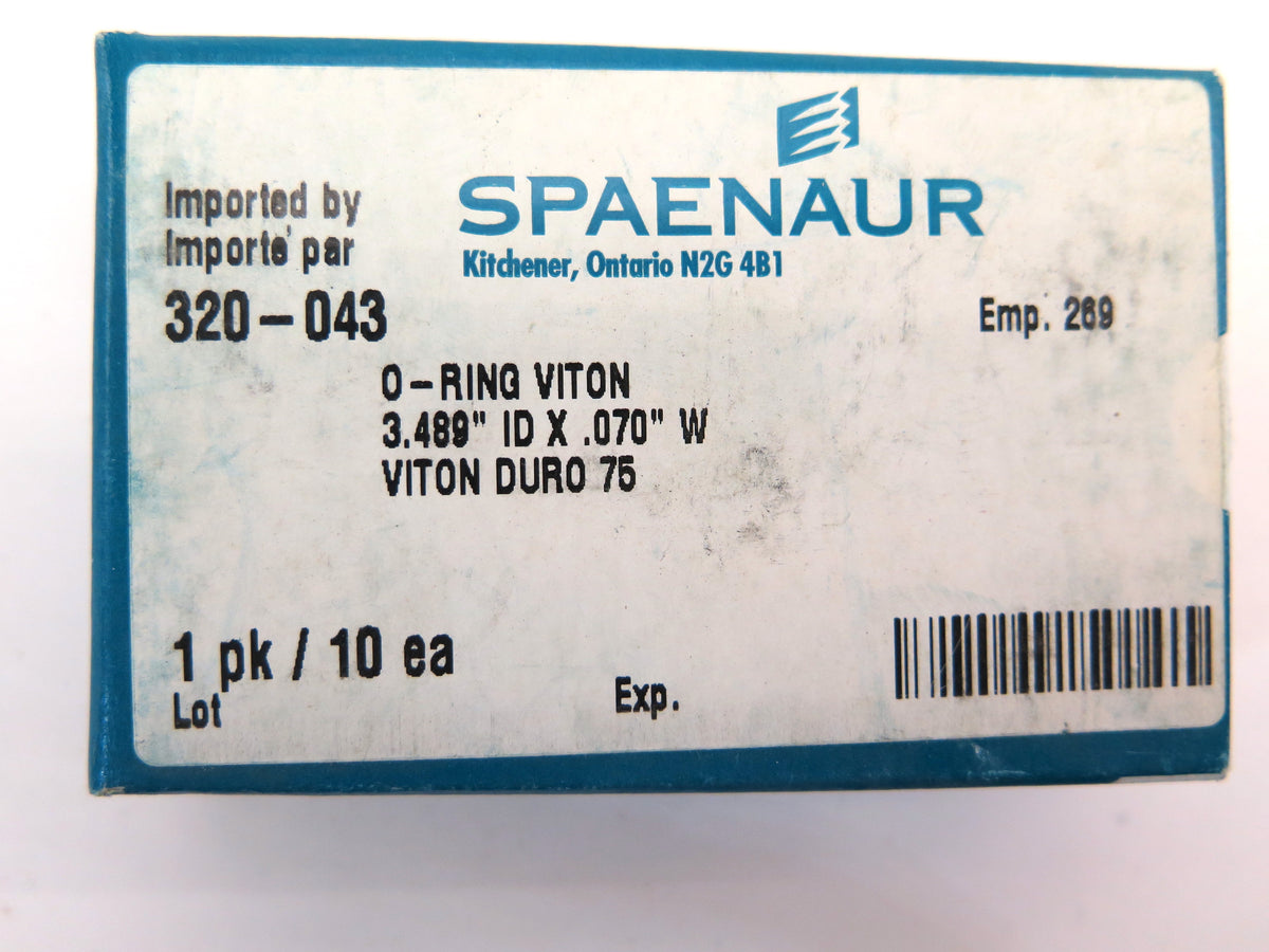 Speanaur 320-043 O-Ring Viton Duro 75 3.489" ID X .070" W  Lot of 10 - Advance Operations