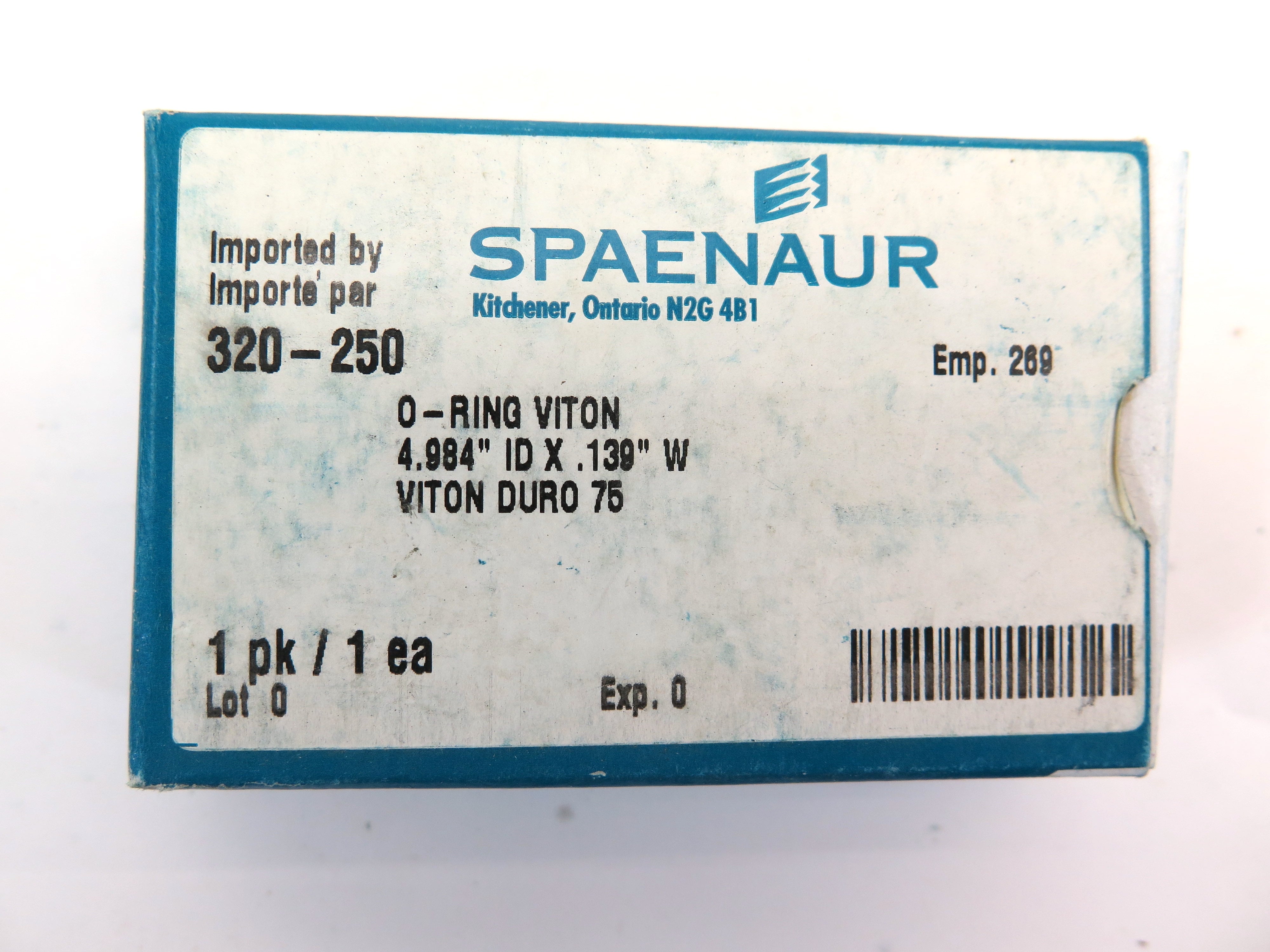 Spaenaur 320-250 O-Ring Viton Duron 75 4.984" ID X .139" W Lot of 10 - Advance Operations