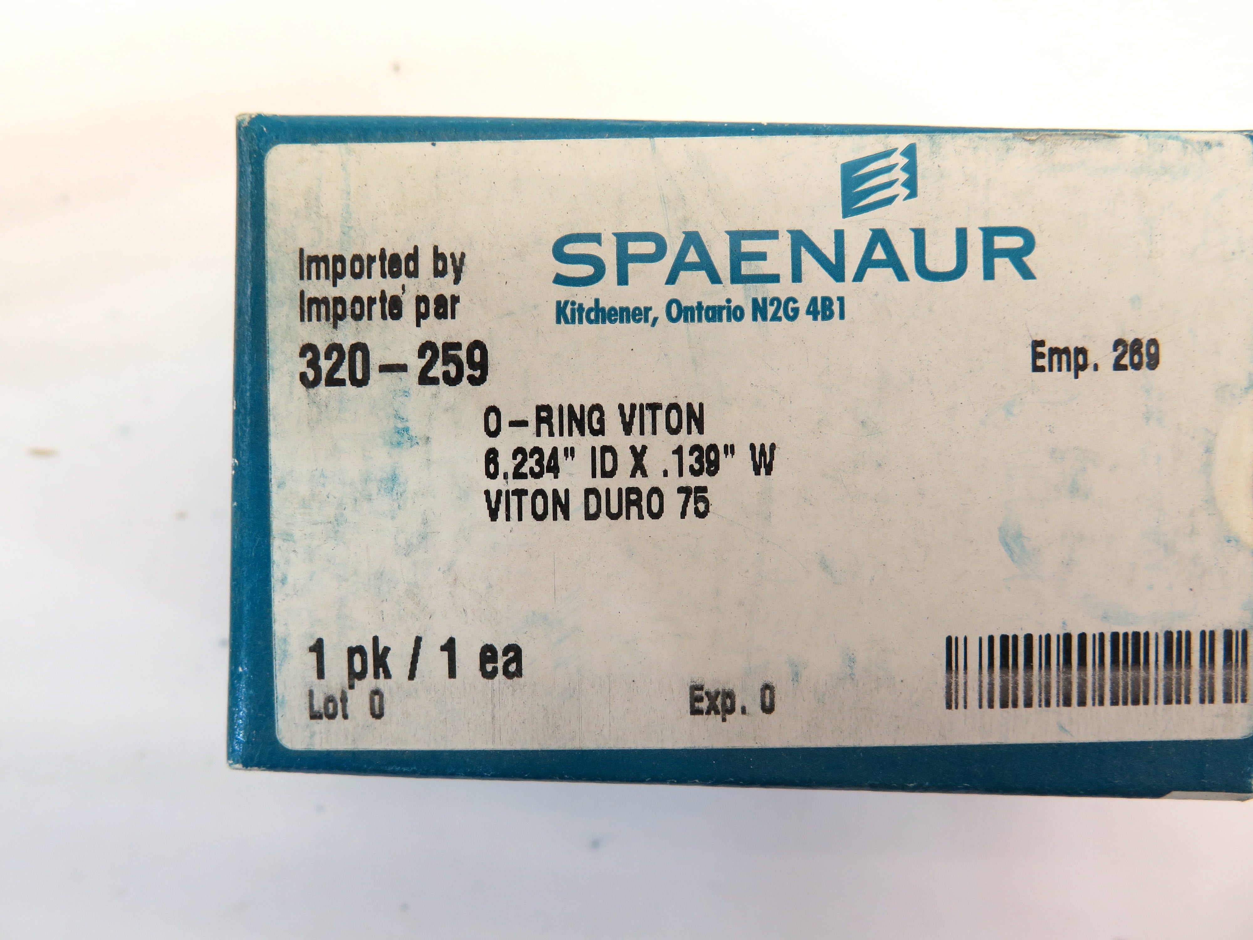 Spaenaur 320-259 O-Ring Viton Duro 75 6.234 ID X .139 W - Advance Operations