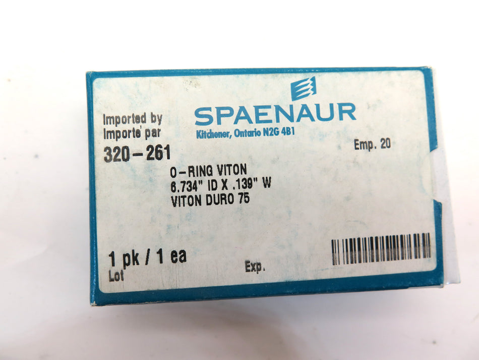Spaenaur 320-261 O-Ring Viton Duro 75 6.734" ID X.139 W - Advance Operations