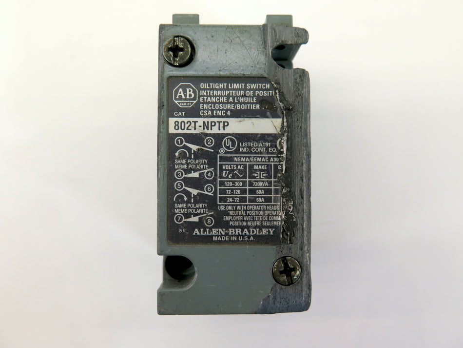 Allen-Bradley 802-NPTP Oiltight Limit Switch - Advance Operations