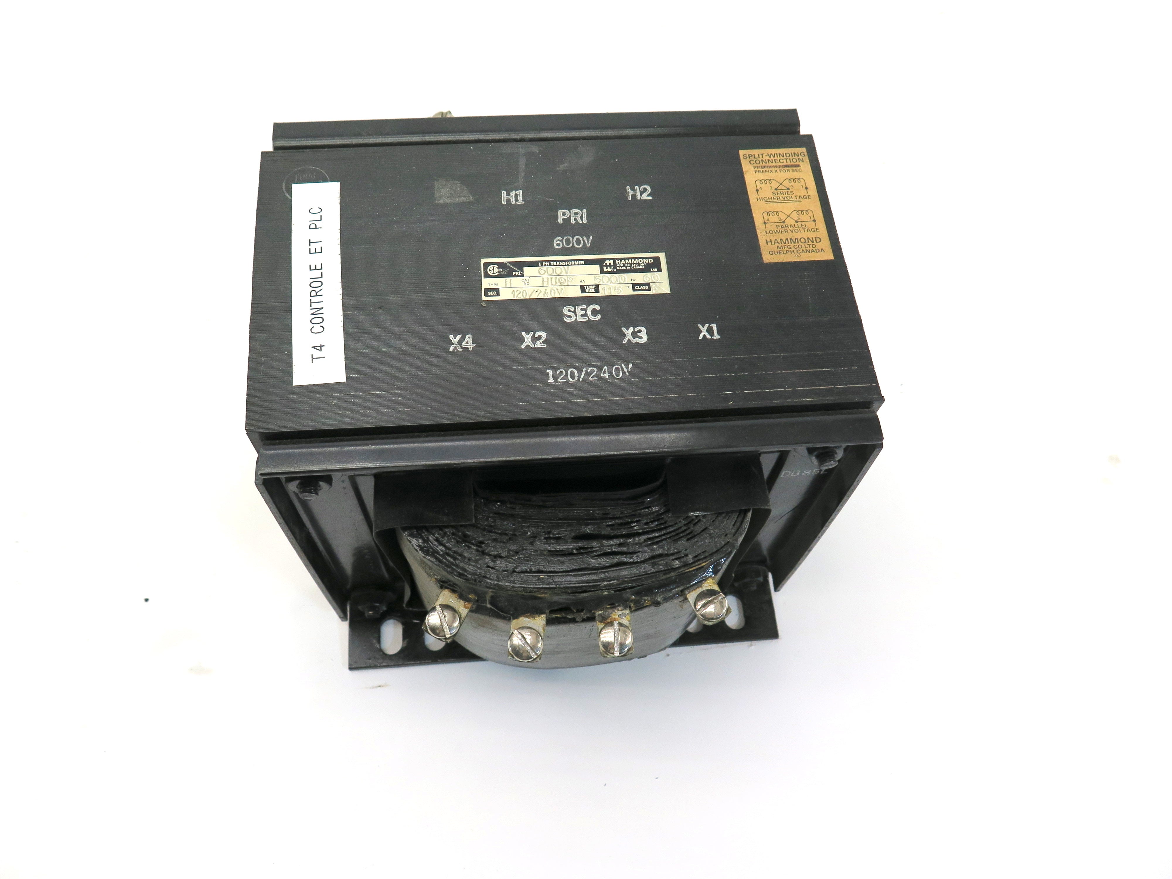 Hammond HU9P Transformer 5KVA Pri:600Vac / Sec.120Vac/240Vac - Advance Operations