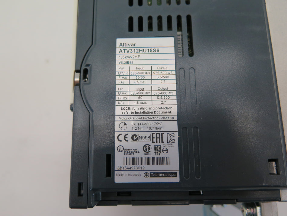 Schneider Altivar ATV312HU15S6 AC Drive 2HP/1.5kW - Advance Operations