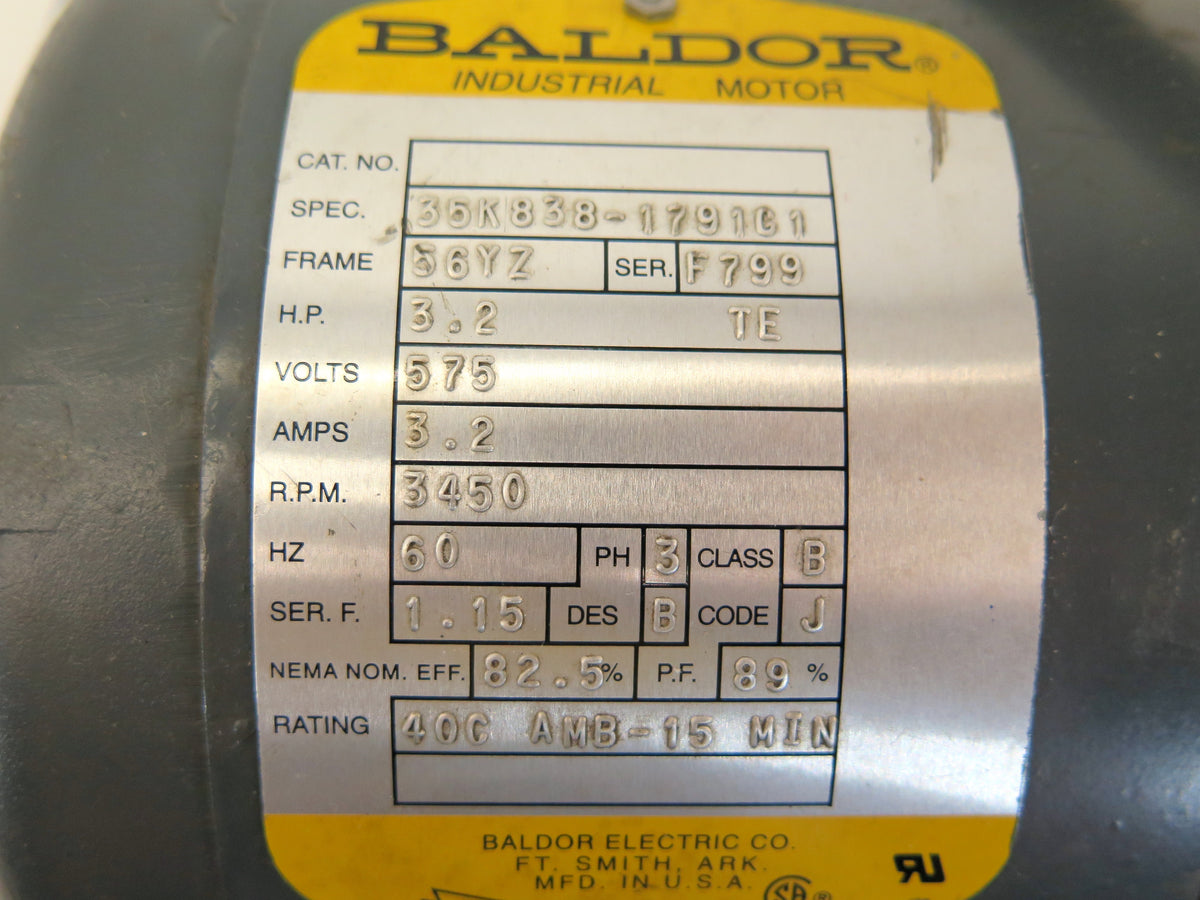 Baldor 35K838-1791G1 Motor 3.2 Hp 575Vac 60Hz - Advance Operations