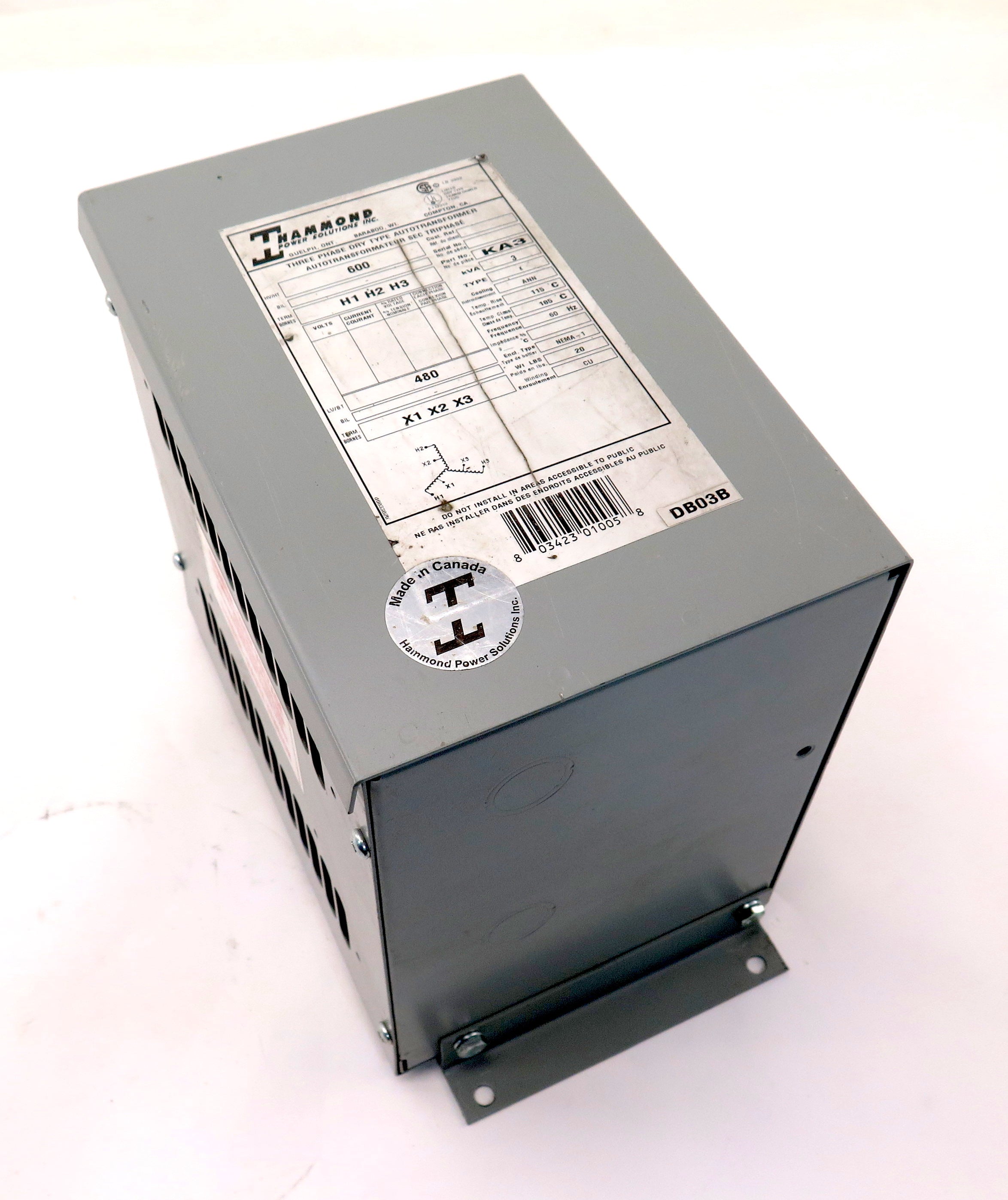 Hammond KA3 / 3KVA 3 Phase Dry Type Autotransformer - Advance Operations