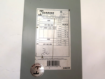 Hammond KA3 / 3KVA 3 Phase Dry Type Autotransformer - Advance Operations