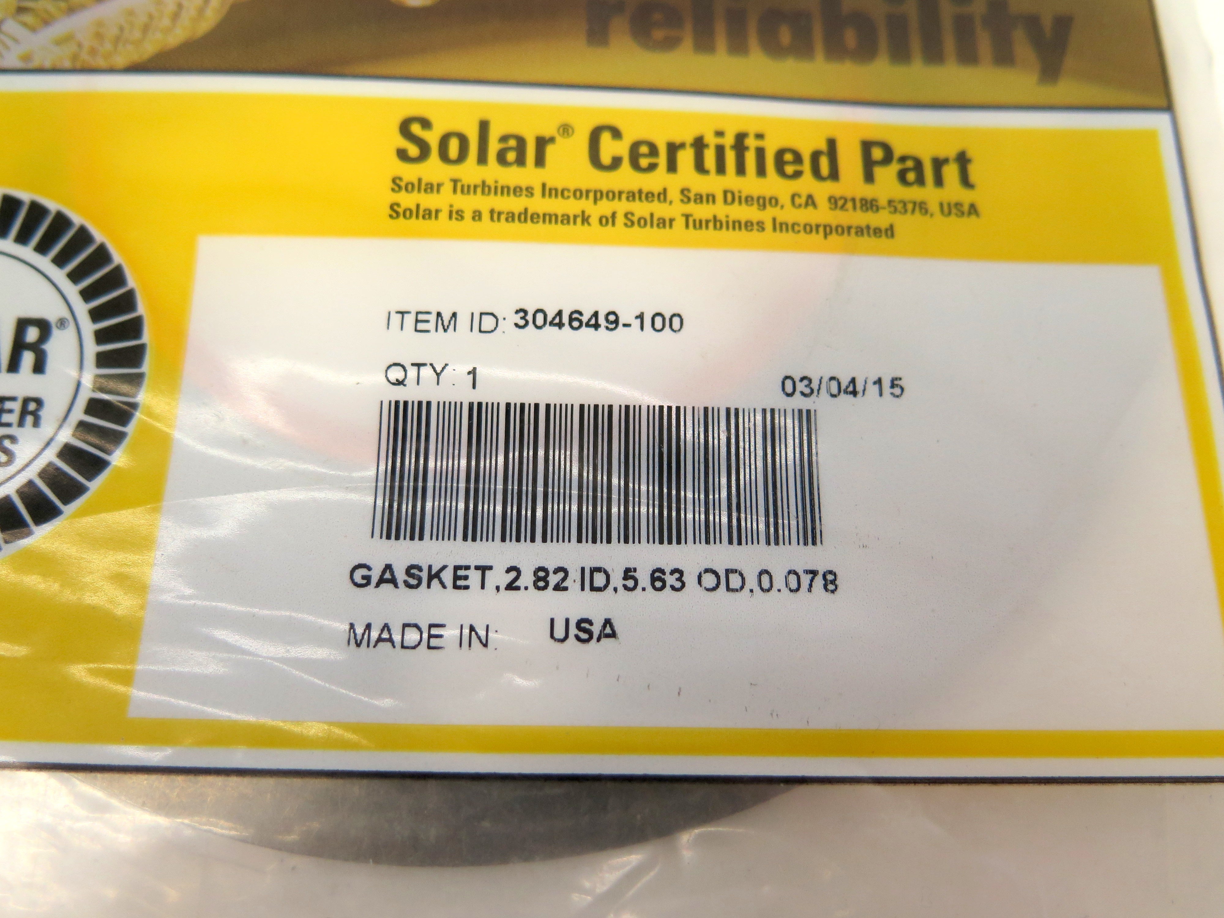 Caterpillar / Solar Certified Part 304649-100 Metallic Gasket - Advance Operations