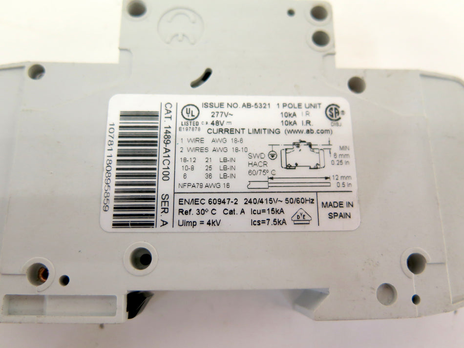 Allen-Bradley 1489-A 1 Pole Circuit Breaker LOT OF 2 - Advance Operations