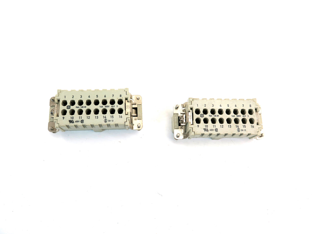 Harting HAN 16E-M Connector 16 PIN LOT OF 2 - Advance Operations