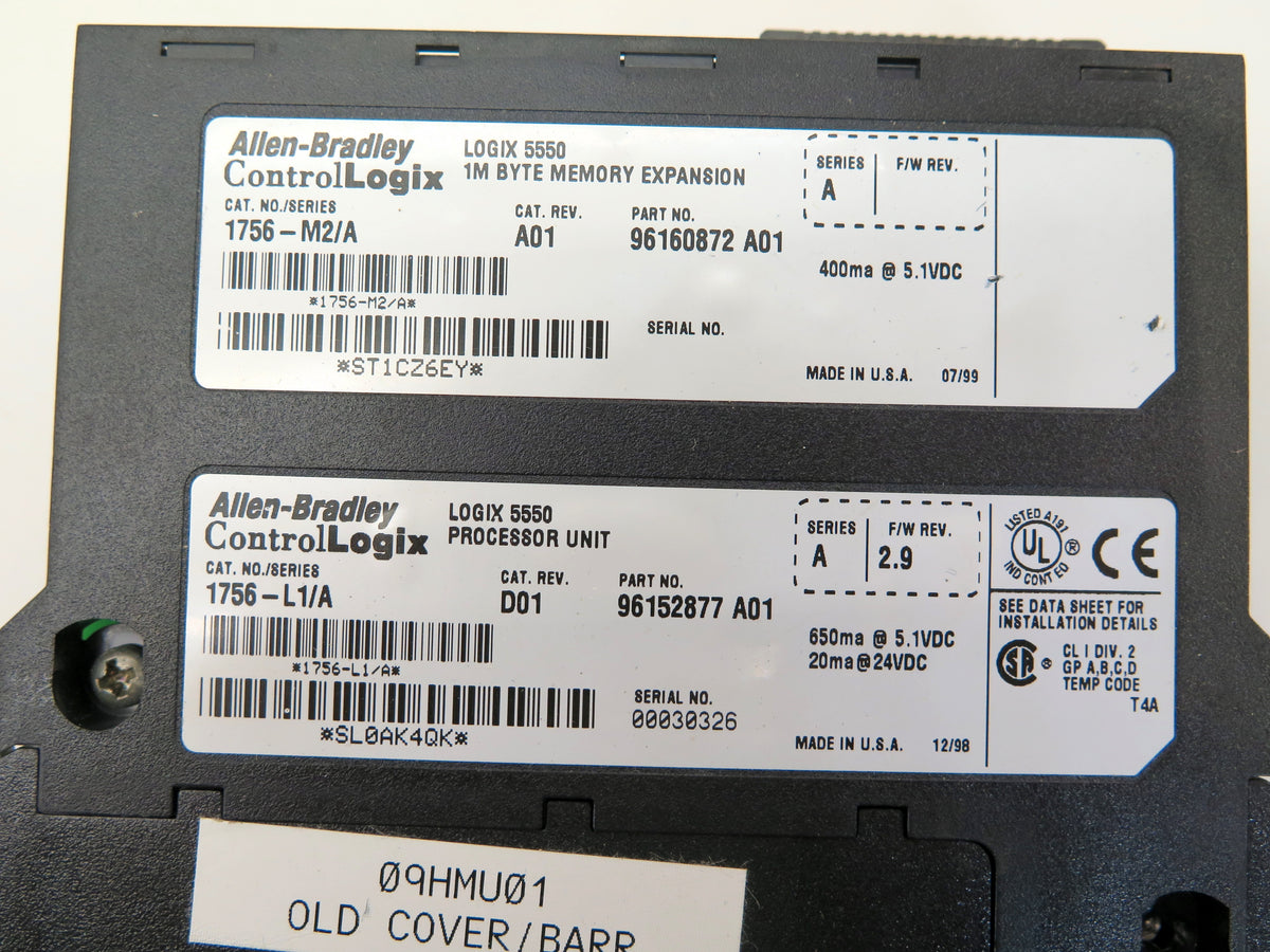 Allen-Bradley ControlLogix 1756-L1/A Processor Unit  & 1756-M2/A NO DOOR - Advance Operations