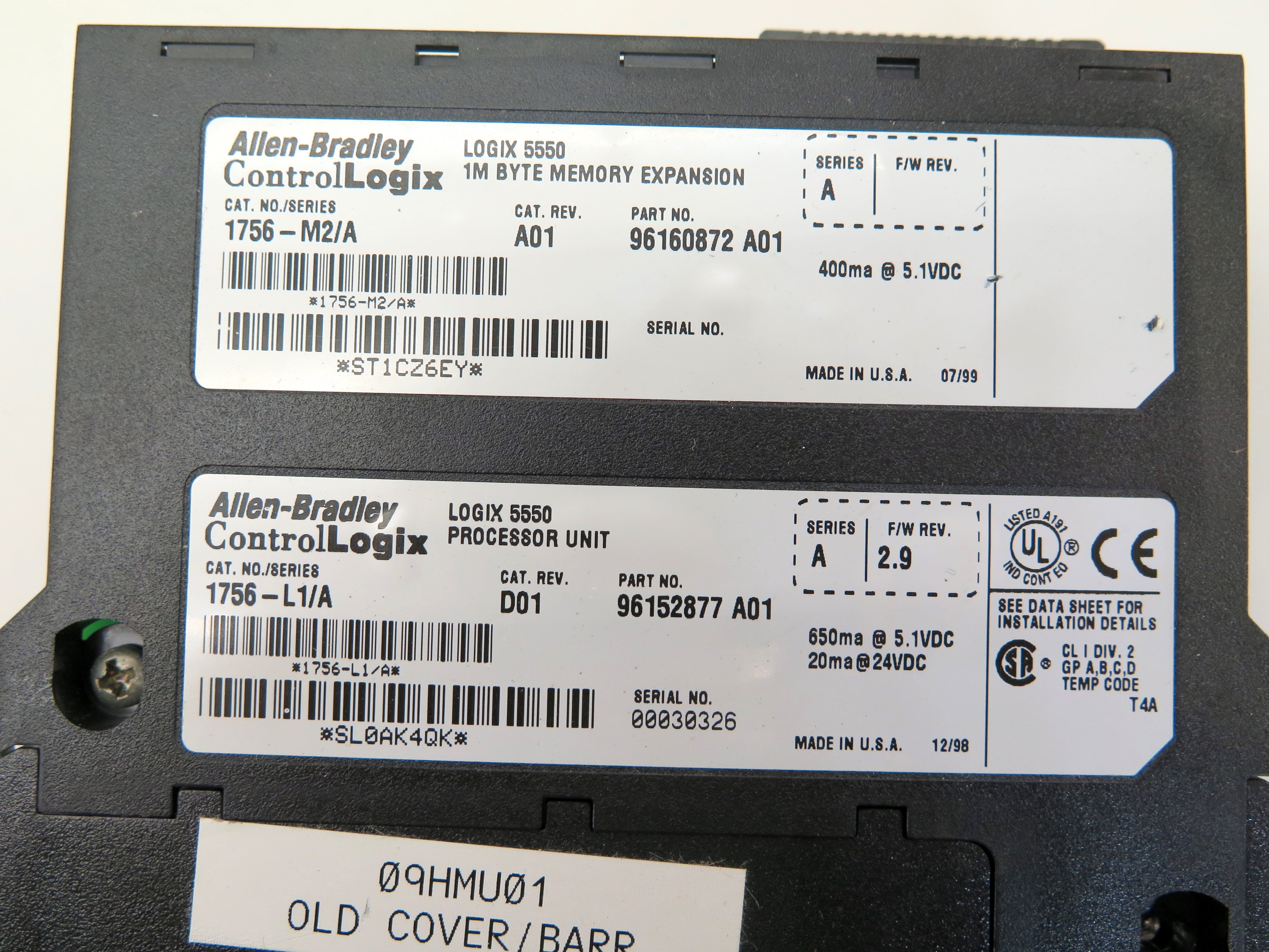 Allen-Bradley ControlLogix 1756-L1/A Processor Unit  & 1756-M2/A NO DOOR - Advance Operations