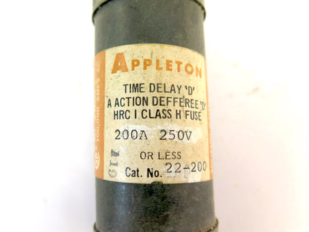 Appleton Time Delay Fuse 200A 250V Max Cat. 22-200 - Advance Operations