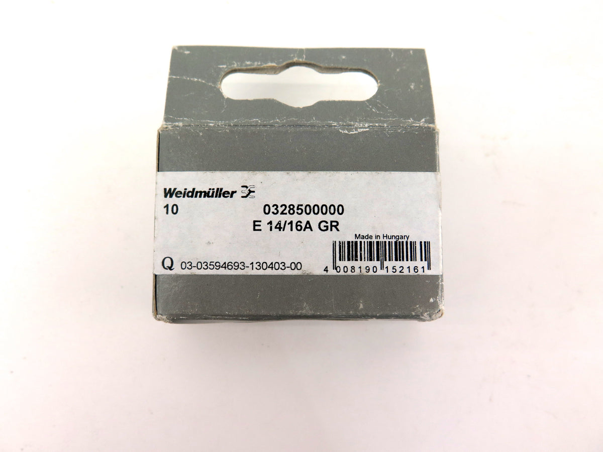 Weidmuller D 01 16 A 0328500000 E 14/16A GR Cartridge fuse BOX OF 10 - Advance Operations