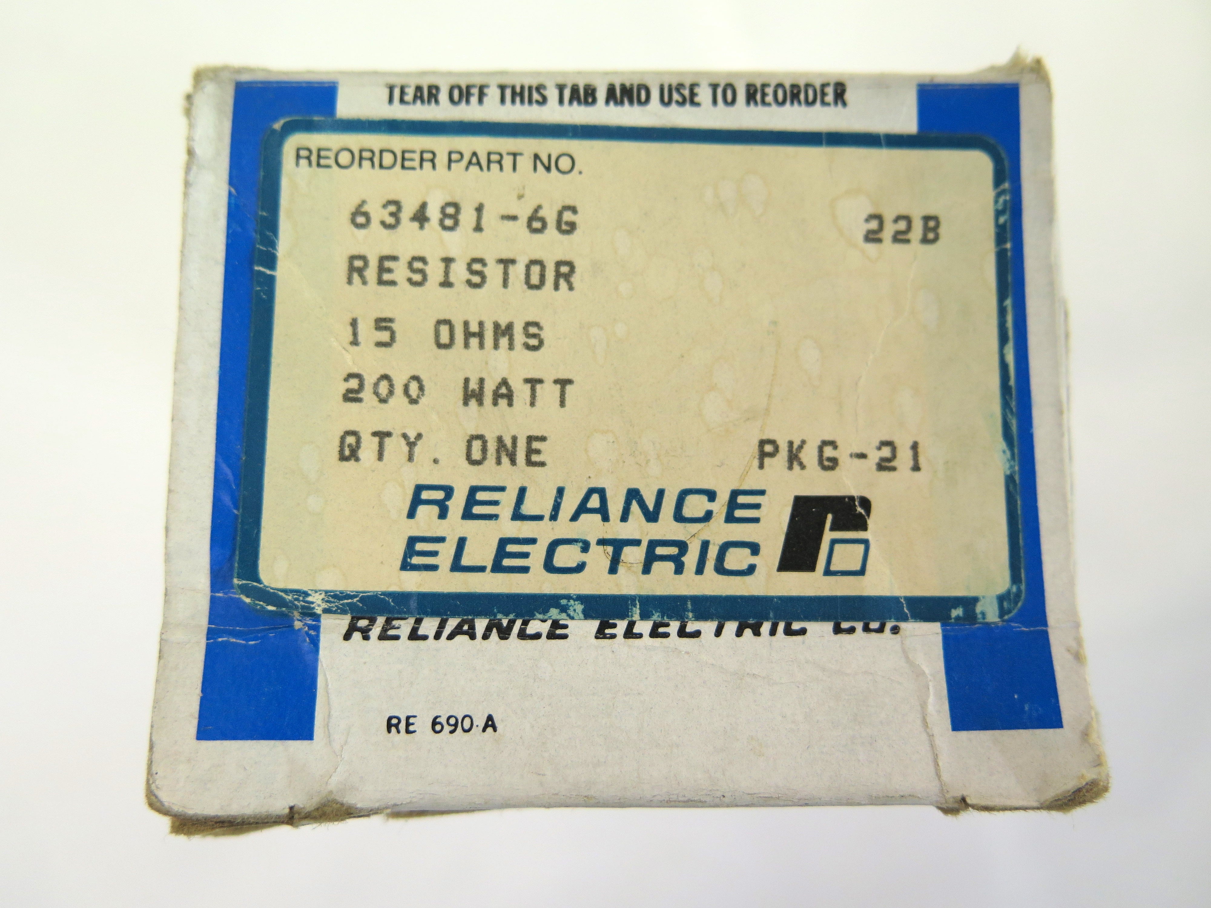 Reliance 63481-6G Resistor 15Ohms 200Watt - Advance Operations