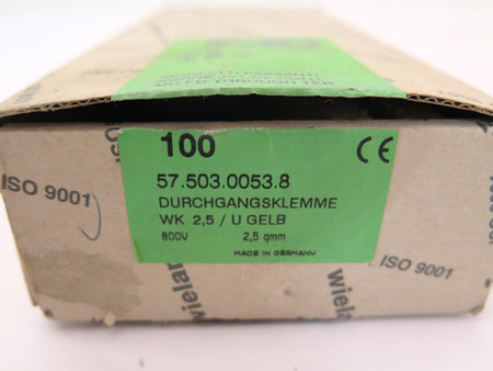 Wieland 57.503.0053.8 DIN Rail Mount Terminal Block 2 Positions 32A BOX OF 100 - Advance Operations