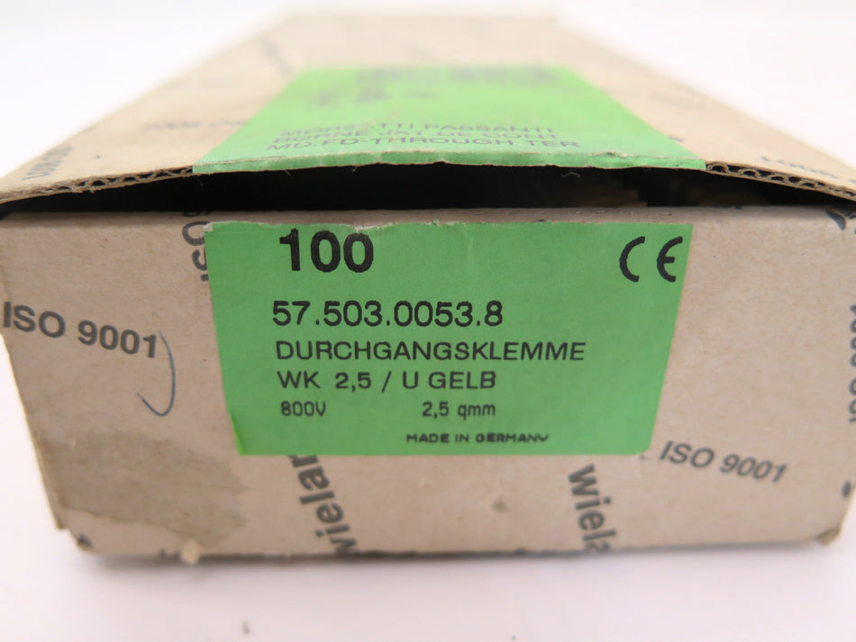 Wieland 57.503.0053.8 DIN Rail Mount Terminal Block 2 Positions 32A BOX OF 100 - Advance Operations