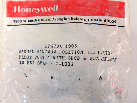 Honeywell SP970A 1005 1 Pneumatic Manual Minimum Position Regulator Pilot Port - Advance Operations