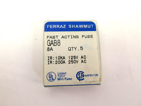 Ferraz Shawmut GAB8 Fast Acting Fuse 8A BOX OF 5 - Advance Operations