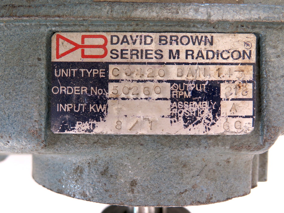 David Brown C0420 Gearbox Output RPM 218 RATIO 8/1 - Advance Operations