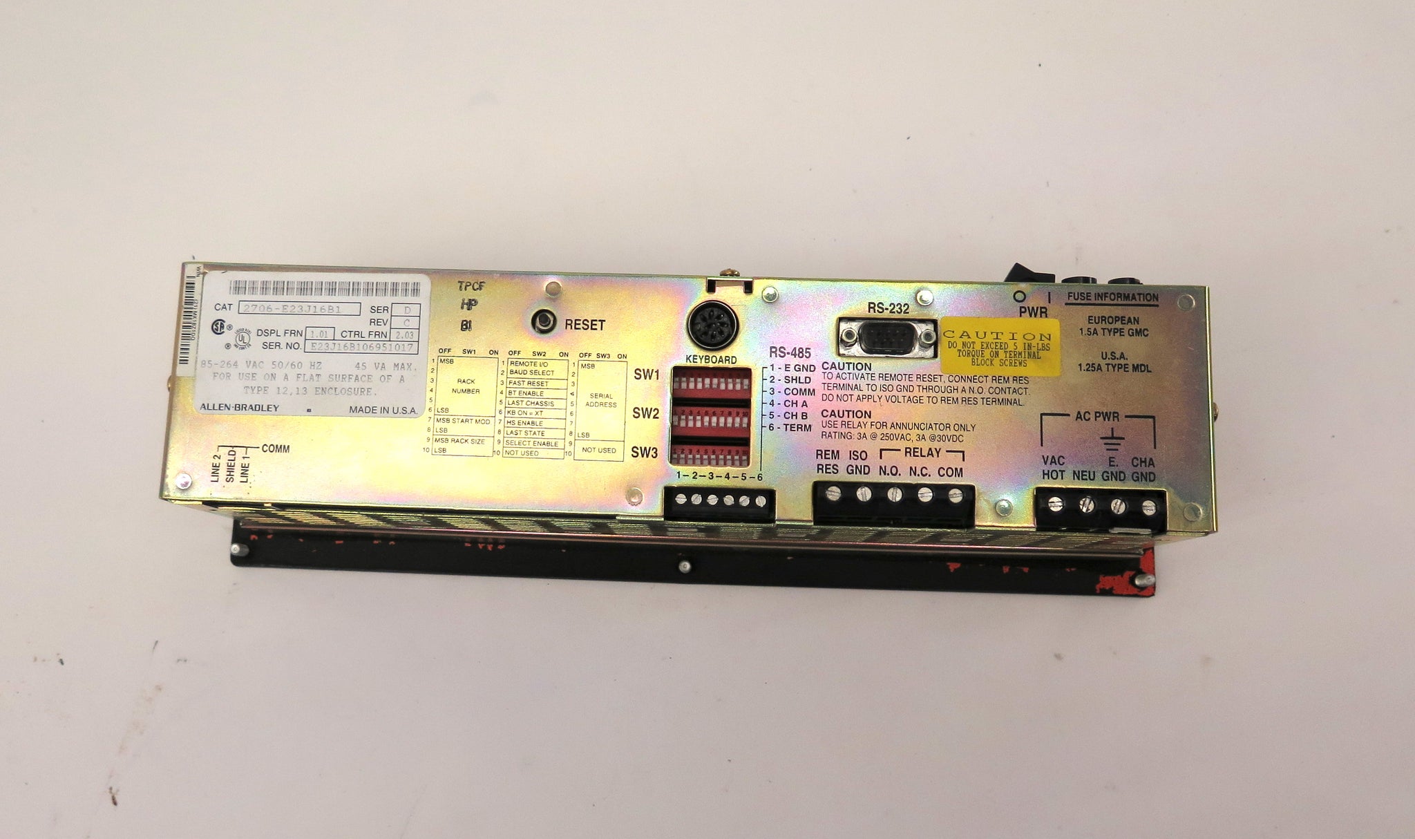 Allen-Bradley 2706-E23J16B1 HMI Dataliner Digital Display Interface Pa ...