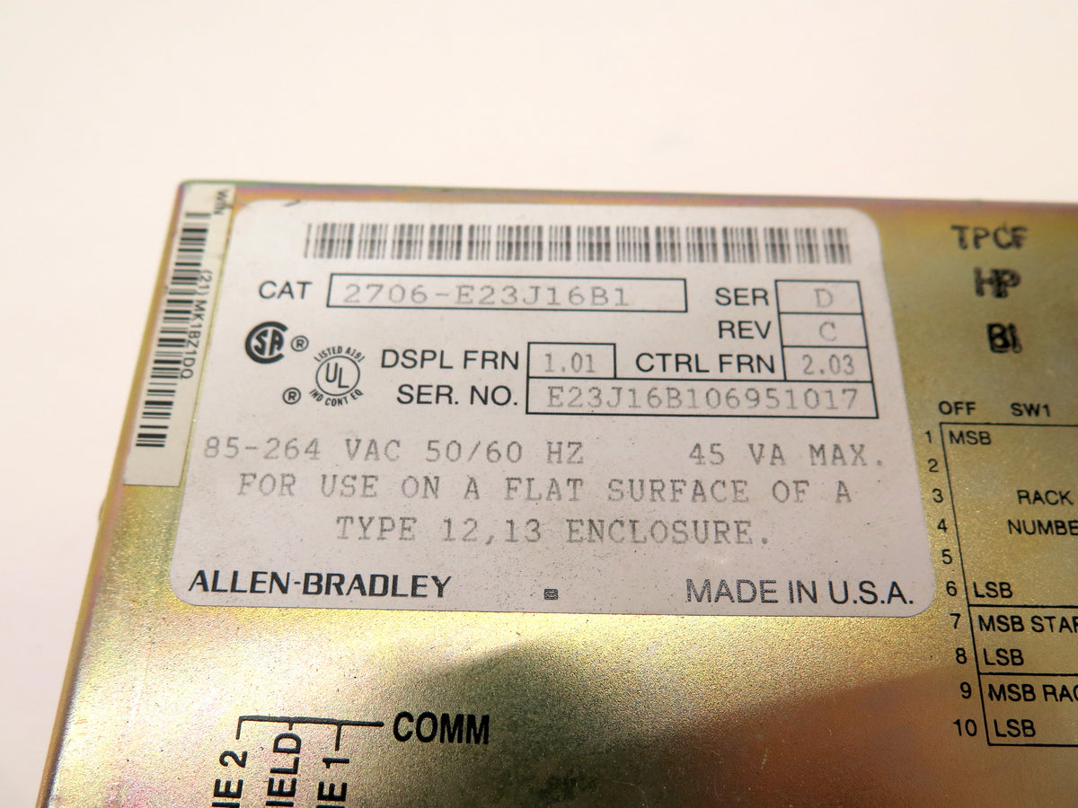 Allen-Bradley 2706-E23J16B1 HMI Dataliner Digital Display Interface Panel - Advance Operations