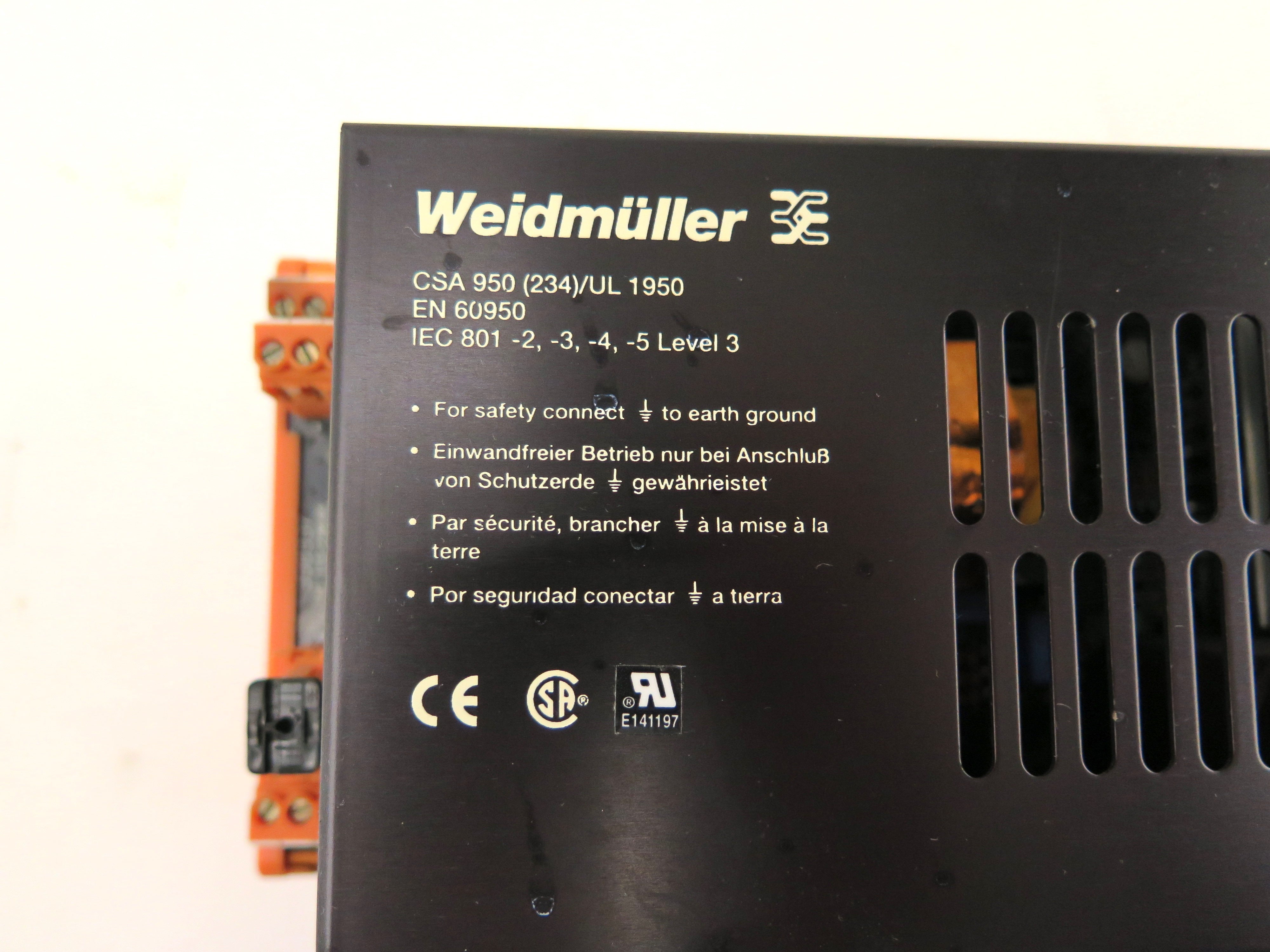 Weidmuller CSA 950 (234)/UL950 EN60950 Power Supply  In: 115-230 Out: 24Vdc 5A - Advance Operations
