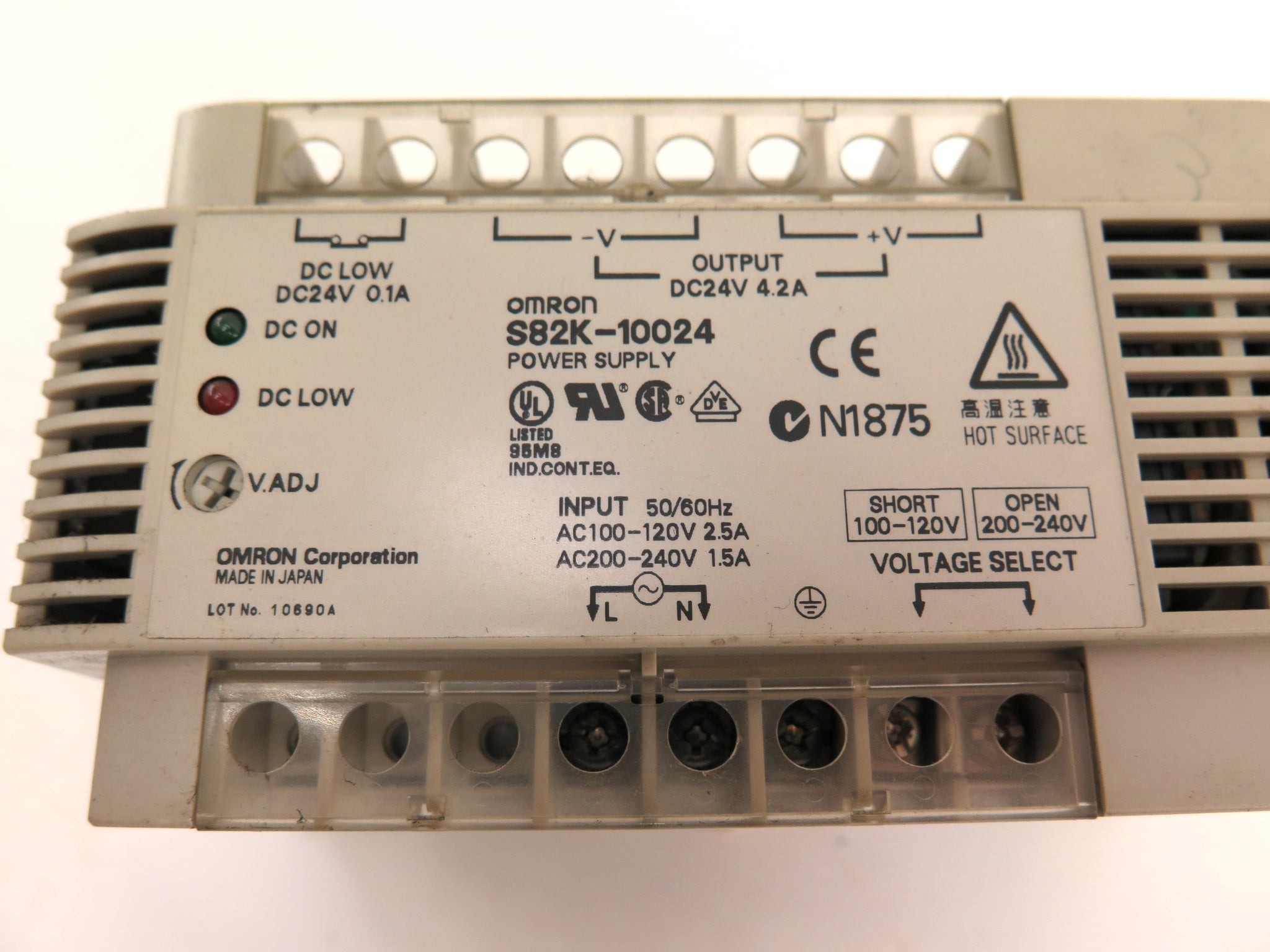 Omron S82K-10024 Power Supply Input: 120/240Vac Output:24Vdc 4.2A ...