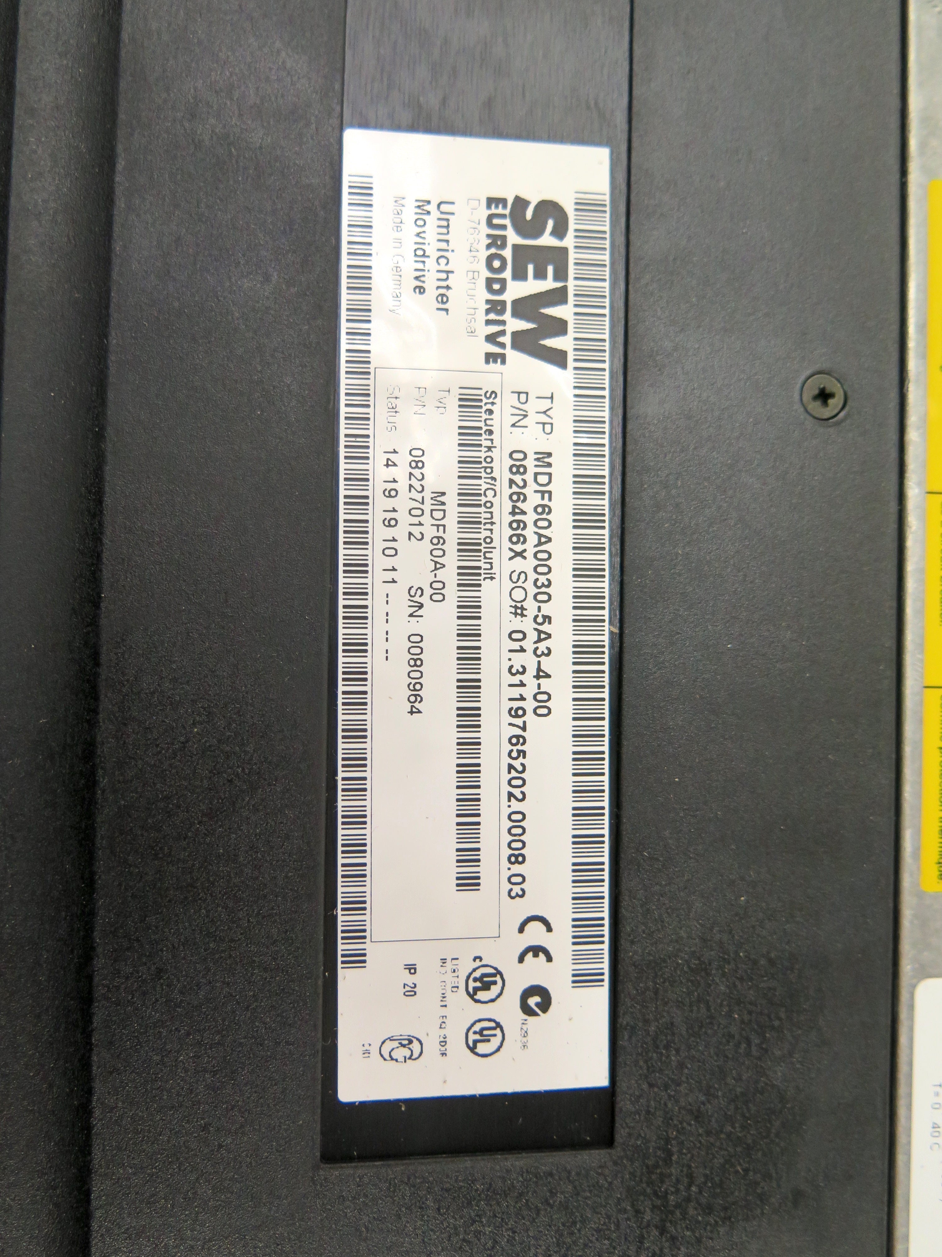 SEW Eurodrive MDF0A0030-5A3-4-00 / 0826466X AC Drive - Advance Operations