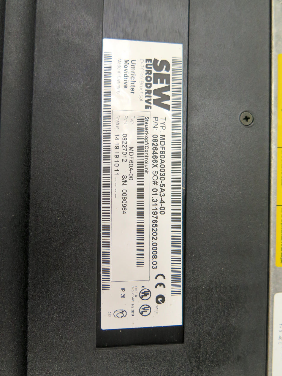 SEW Eurodrive MDF0A0030-5A3-4-00 / 0826466X AC Drive - Advance Operations
