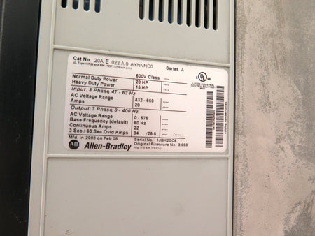 Allen-Bradley 20AE022A0AYNNNC0 AC Drive PowerFlex 70 20Hp 432-660Vac - Advance Operations