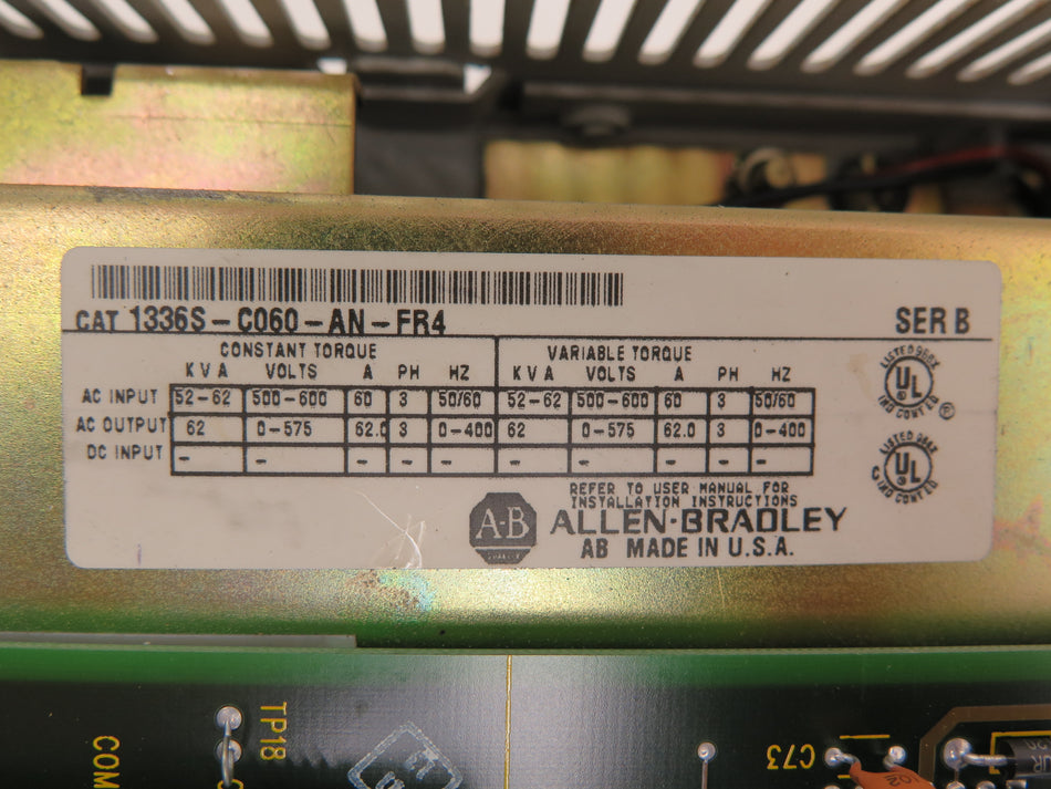 Allen-Bradley 1336S-C060-AN-FR4 AC Drive 60HP 500-600Vac - Advance Operations