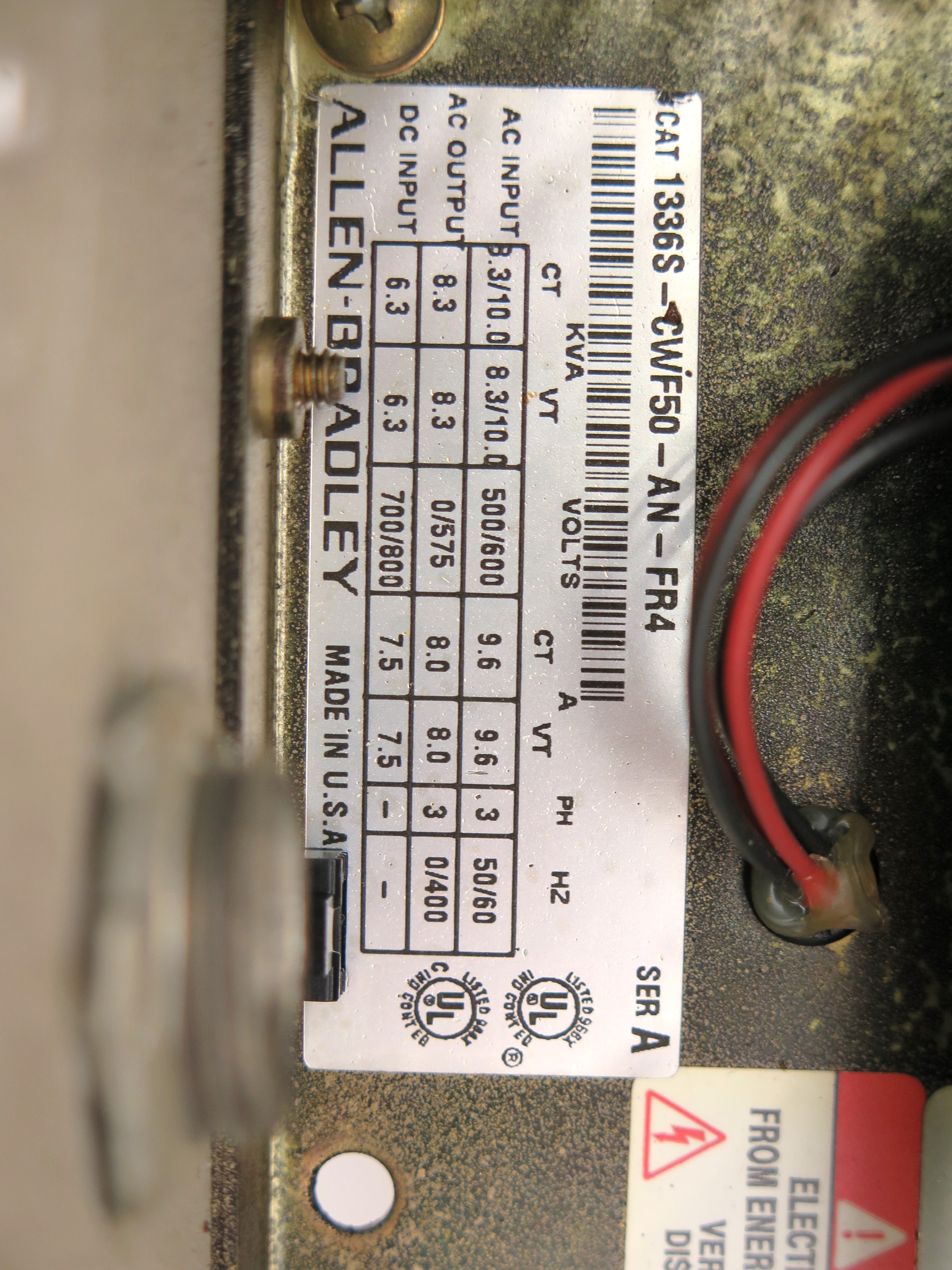 Allen-Bradley 1336S-CWF50-AN-FR4 AC Drive 8.3KVA 500-600Vac - Advance Operations