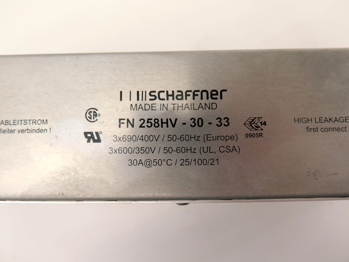 Schaffner FN 258 HV-30-33 Line Filter 3 Phase 30A 600/350Vac - Advance Operations